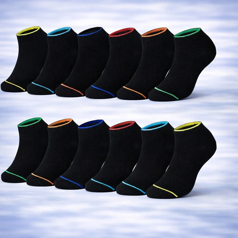 12-pack Billiga svarta sportiga Ankelstrumpor - Unisex
