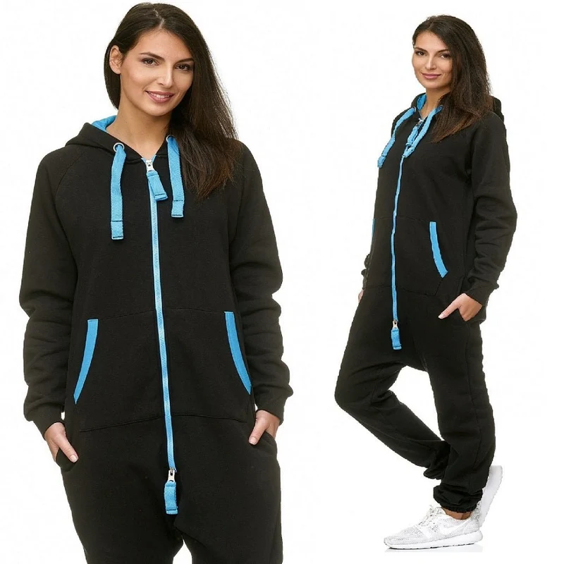Onesie jumpsuit svartblå superskön heldräkt