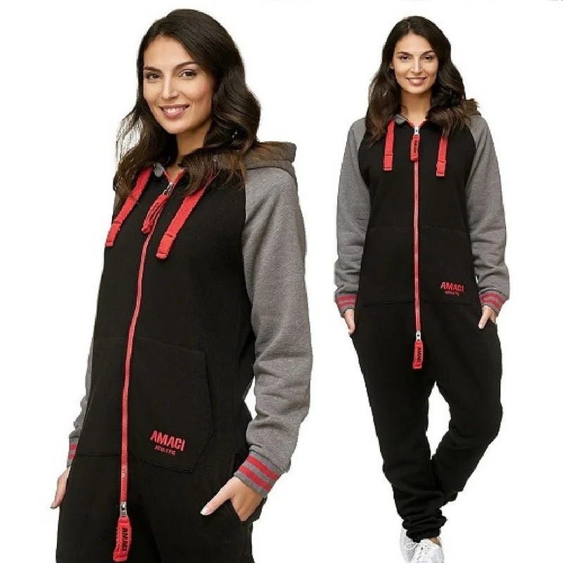 Onesie / jumpsuit svart/grå/röd