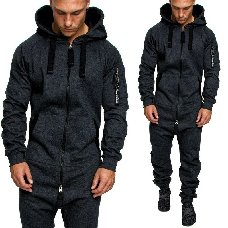 Cool mörkgrå onesie jumpsuit