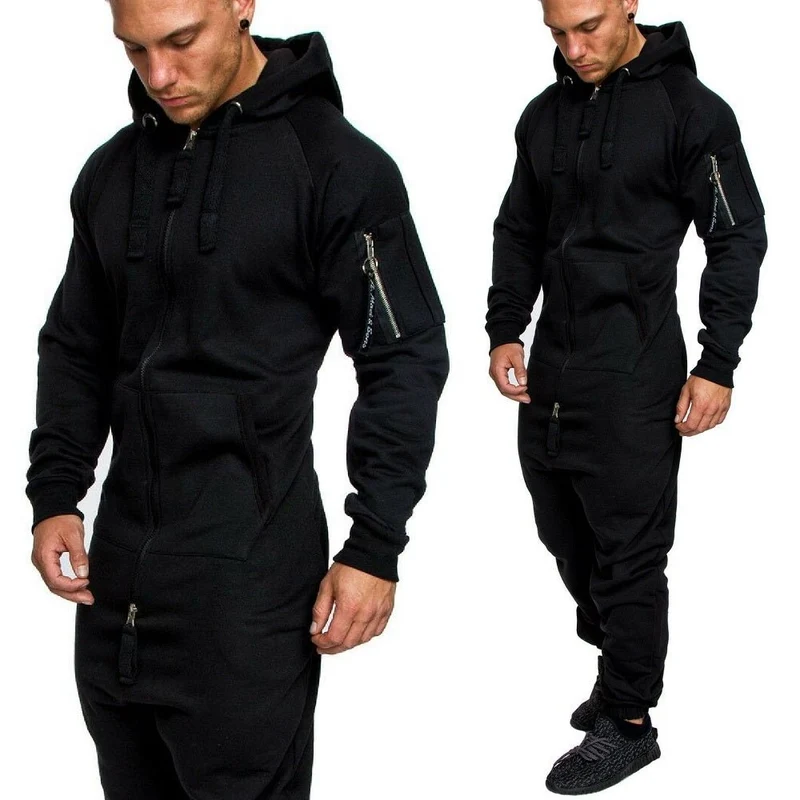 Cool svart Onesie med fick på ärmen