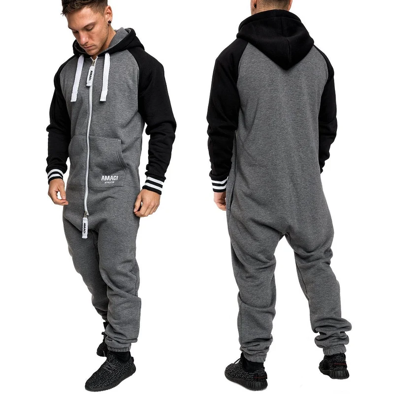 Gråsvart onesies overall - jumpsuit
