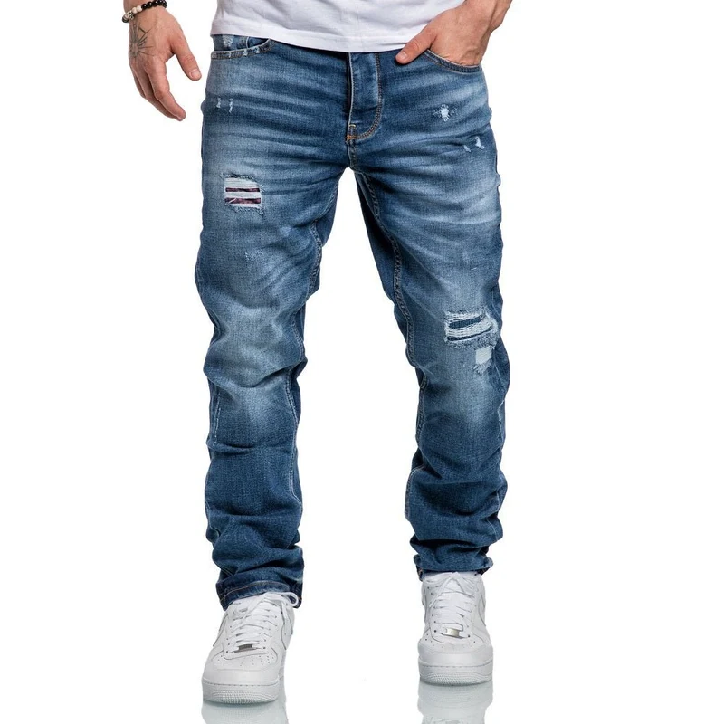 Ljusblå Stretch Jeans Herr Regular Fit – Amaci & Sons