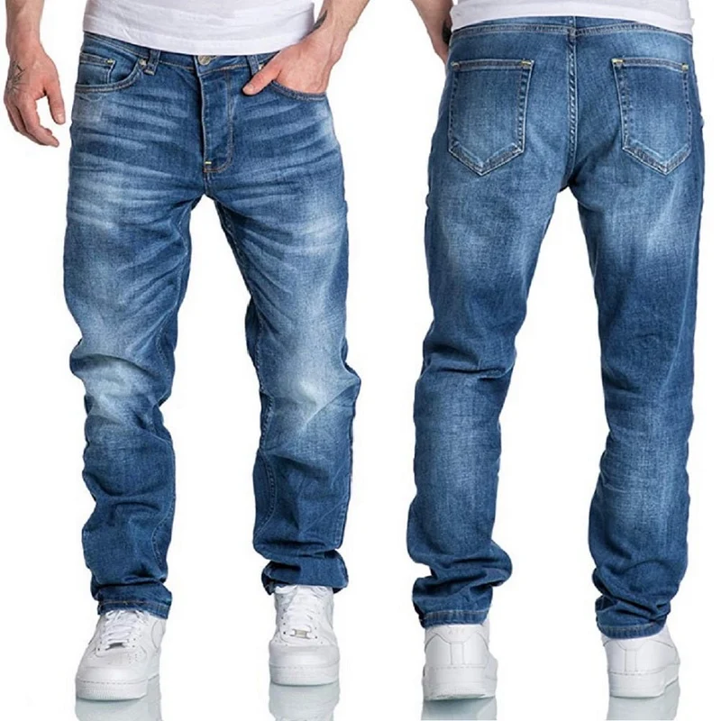 Ljusblå Stretch Jeans Herr Regular Fit – Amaci & Sons
