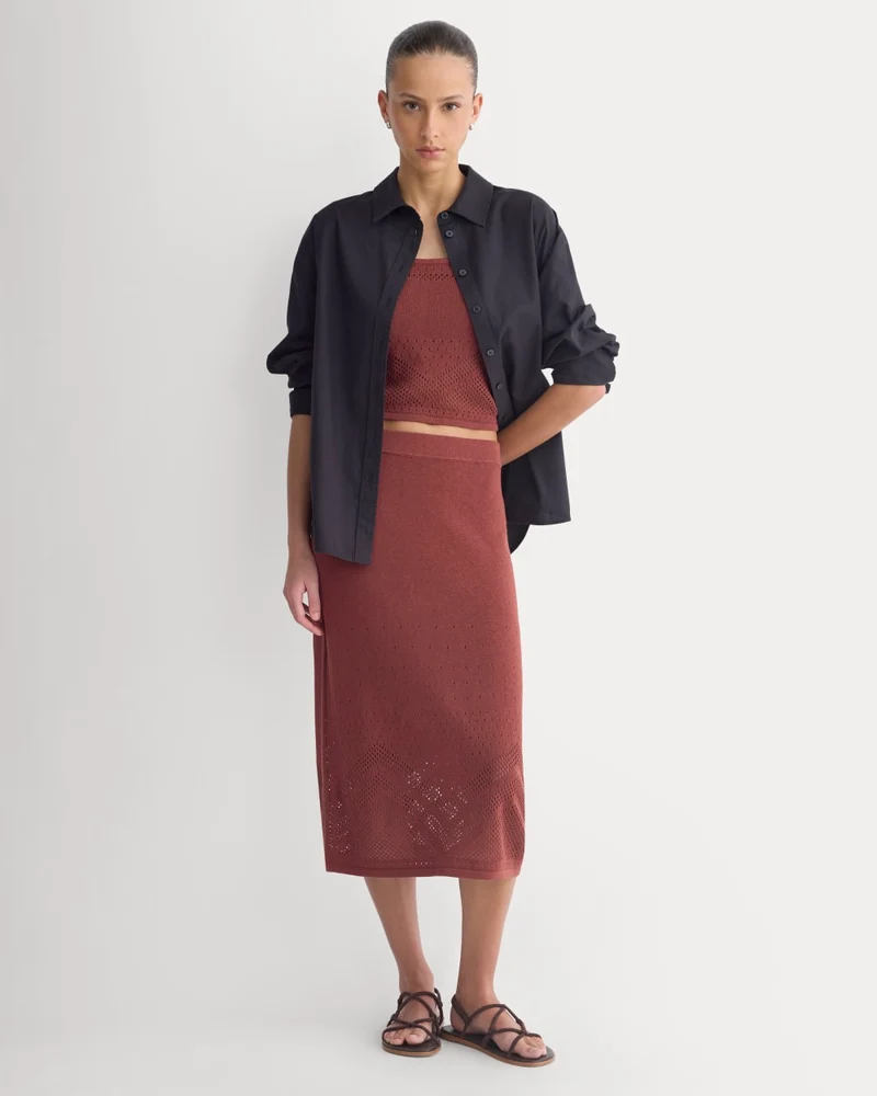Lace-Knit Maxi Skirt | Henna Red