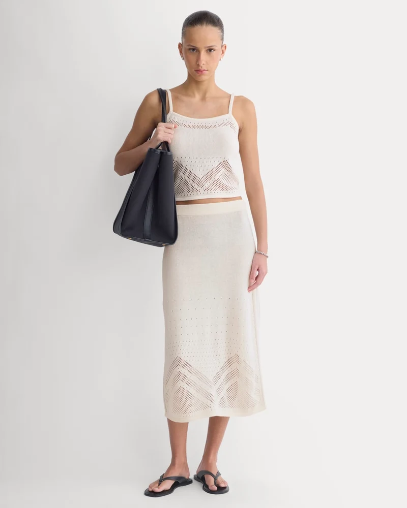 Lace-Knit Maxi Skirt | Bone