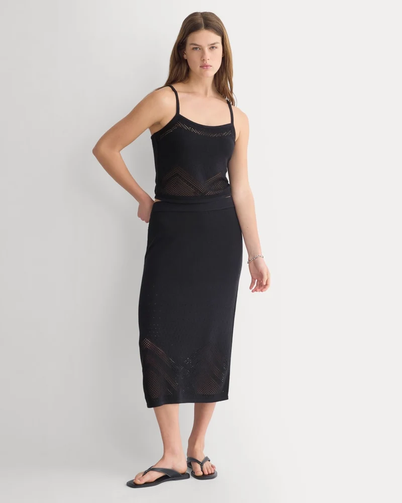 Lace-Knit Maxi Skirt | Black