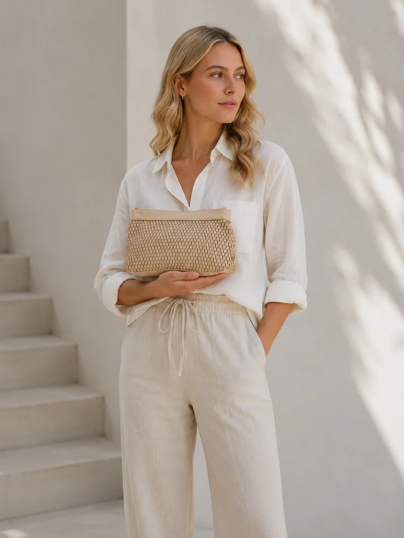 Clutch med perforerat mönster - Sand