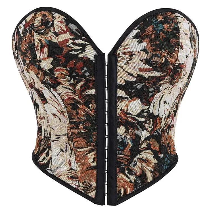 Damkorsett med snörning i gotisk jacquard-overbust