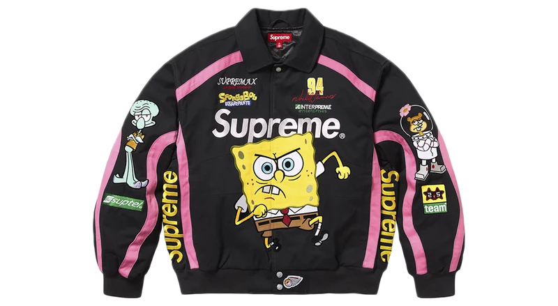 Supreme x SpongeBob SquarePants Jeff Hamilton Racing Jacket Black