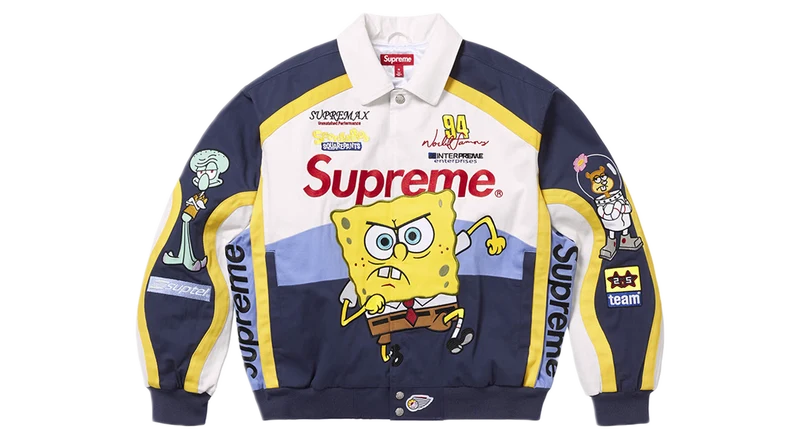 Supreme x SpongeBob SquarePants Jeff Hamilton Racing Jacket White