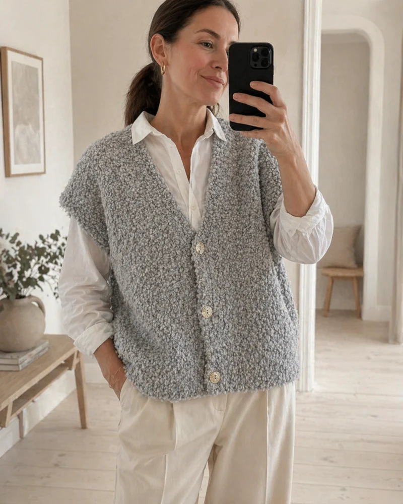 Cardigan med korta ärmar - Grå