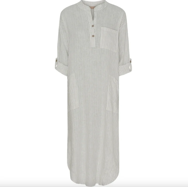 Klänning Linne – Grey Stripe