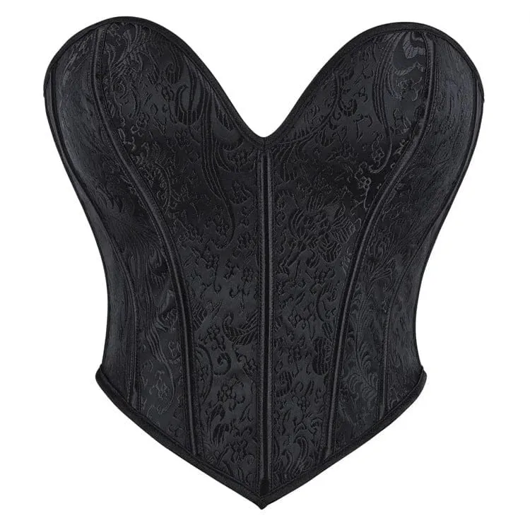 Damkorsett med snörning och överbyst i gotisk jacquard, enfärgad