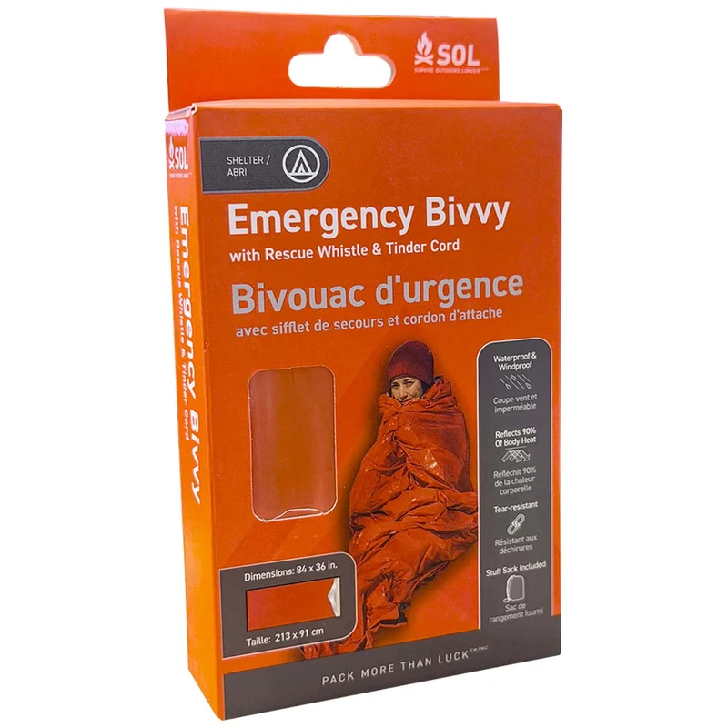 SOL Emergency Bivvy Bag with Rescue Whistle and Tinder Cord