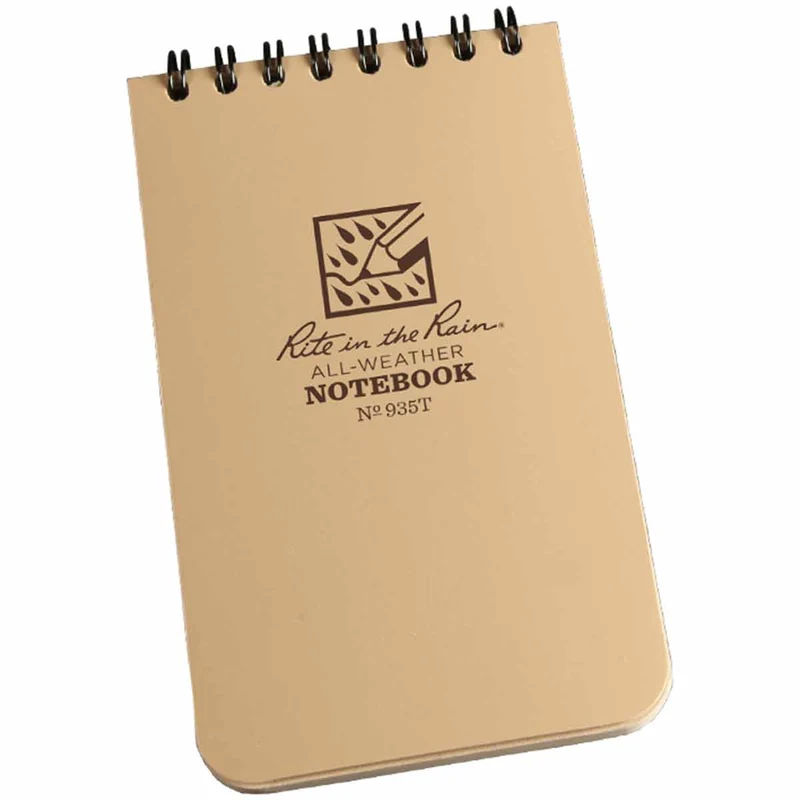 Rite in the Rain Top Spiral Waterproof Notebook Tan 3" x 5"