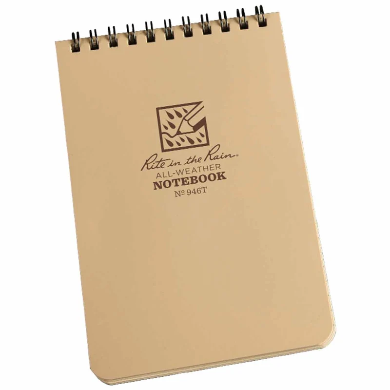 Rite in the Rain Top Spiral Waterproof Notebook Tan 4" x 6"