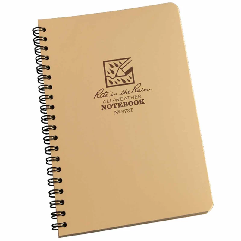Rite in the Rain Side-Spiral Waterproof Notebook Tan 4 5/8" x 7"