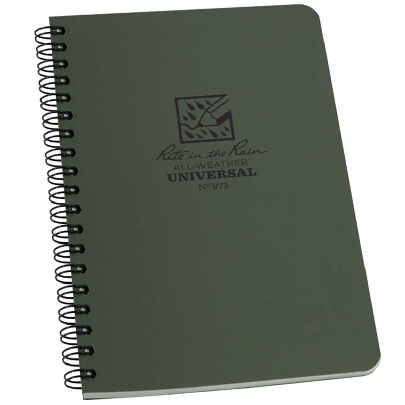 Rite in the Rain Side-Spiral Waterproof Notebook Green 4 5/8" x 7"