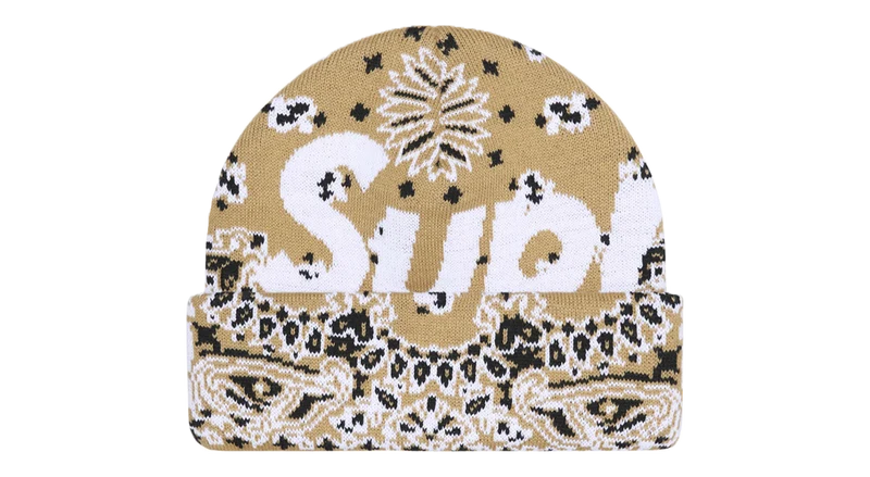 Supreme Bandana Big Logo Beanie Beige