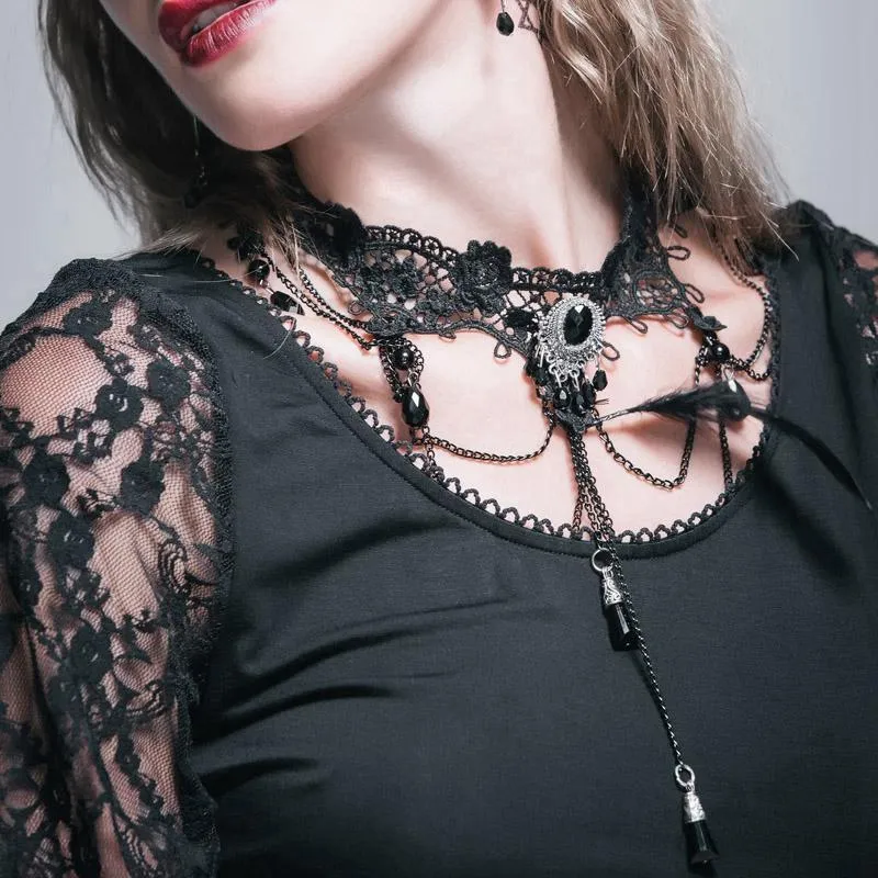 Damspets & pärlor Goth Neck Piece Lace Choker