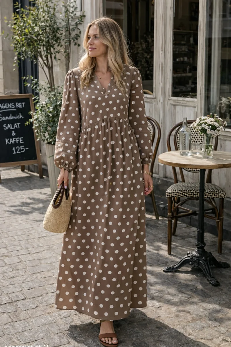 Klänning Melina - Dot taupe