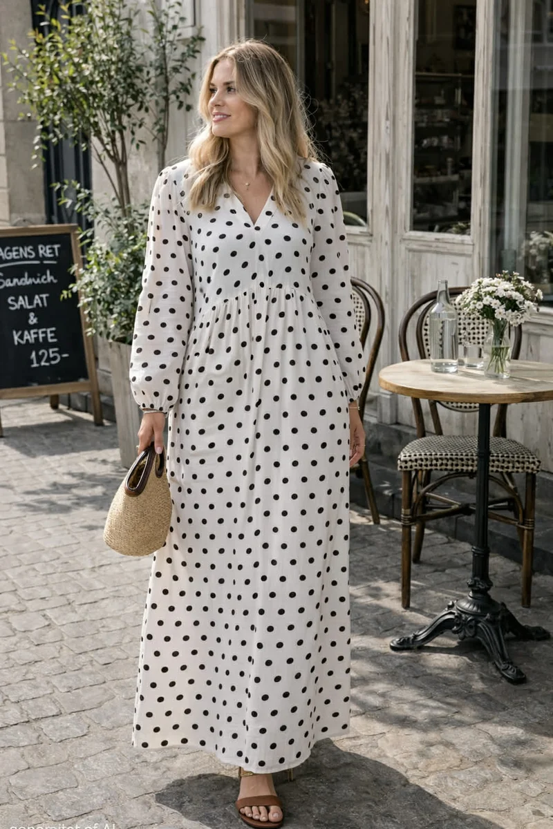 Klänning Melina - Dot beige