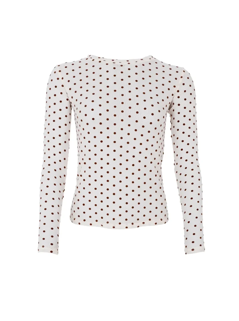 Dotted mesh blus - Cream