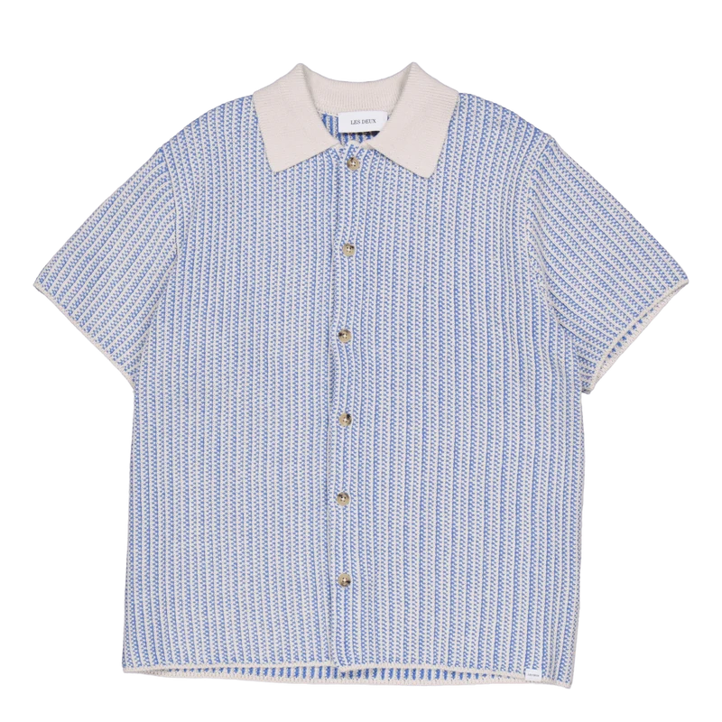 Easton Knitted Ss Shirt Washed Denim
