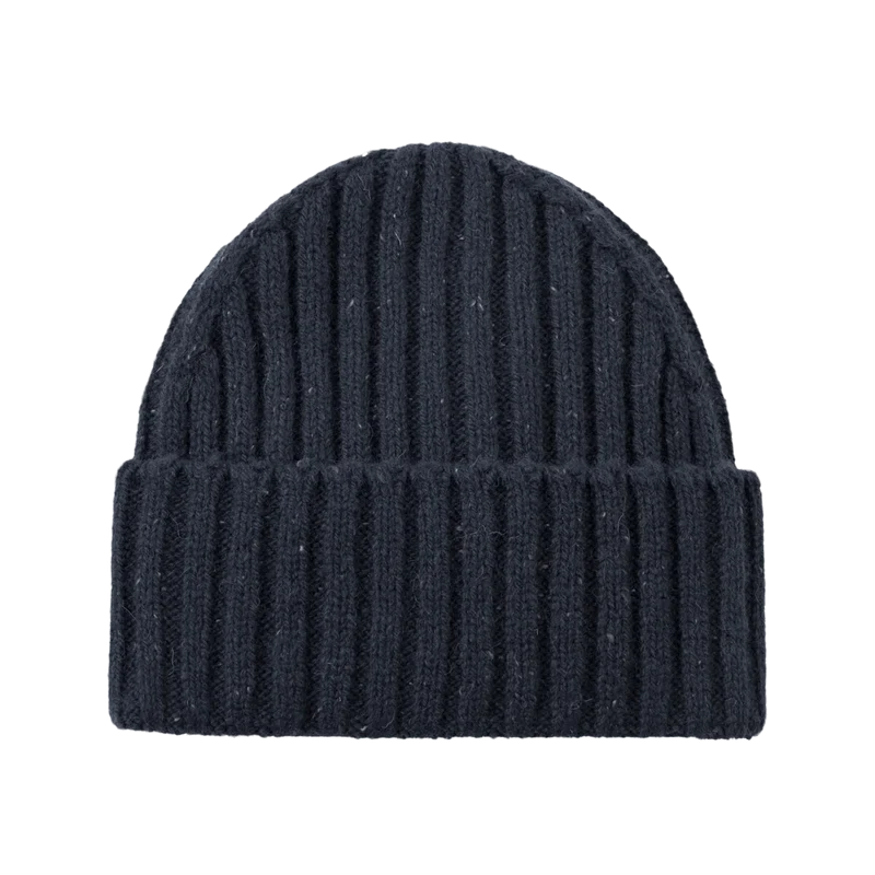 Wells Fleck Rib Beanie Dark Navy