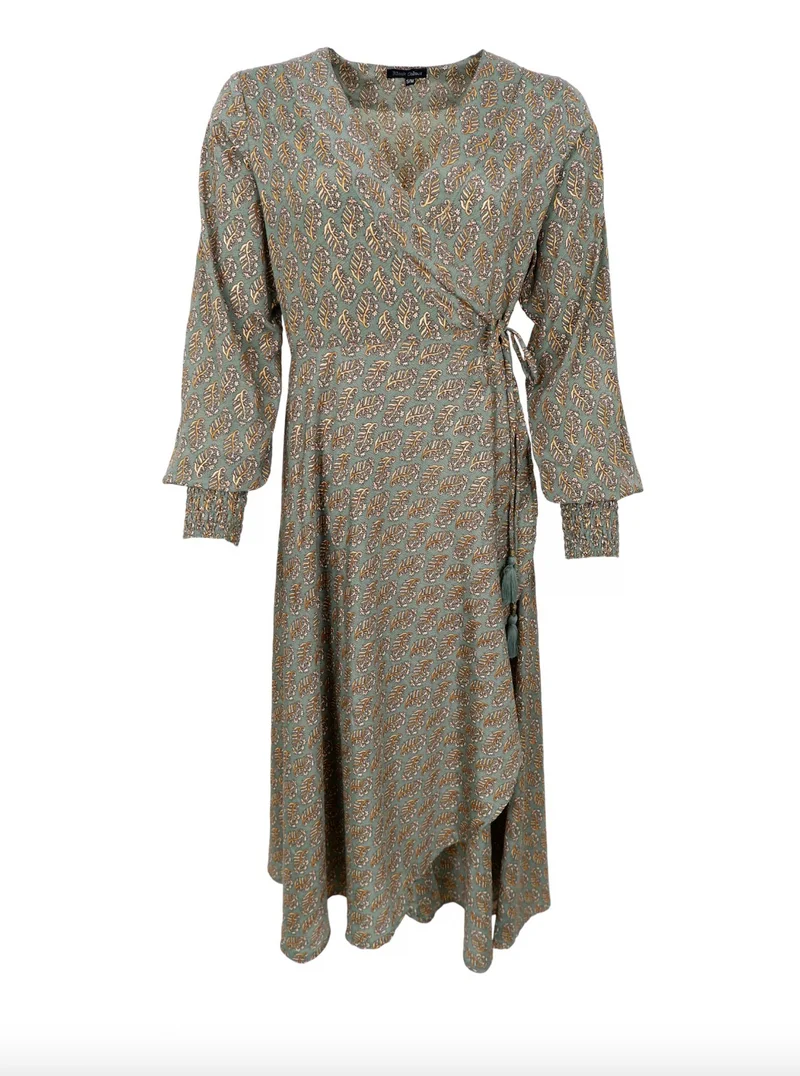 Klänning Luna wrap - Olive Mist