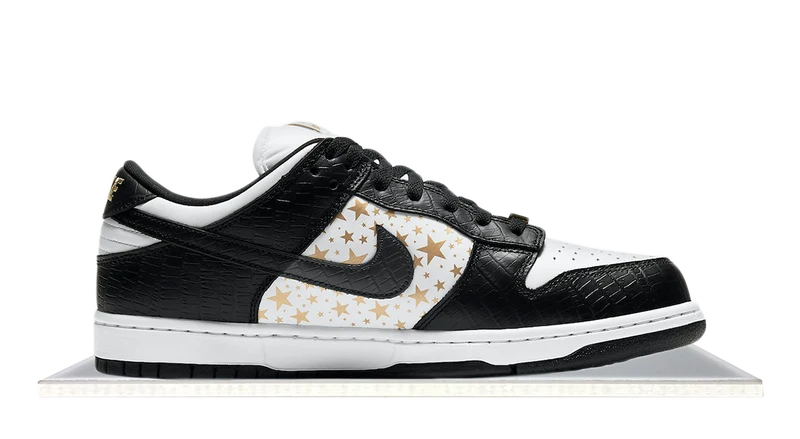 SB Dunk Low Supreme Stars Black