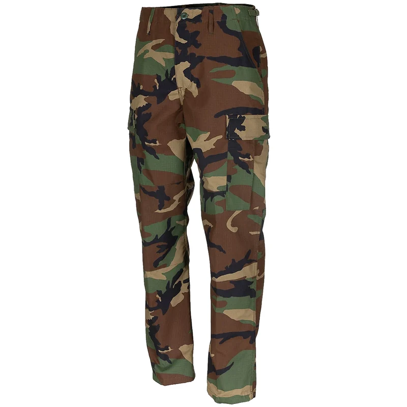 MFH BDU Ripstop Combat Trousers Woodland Camo