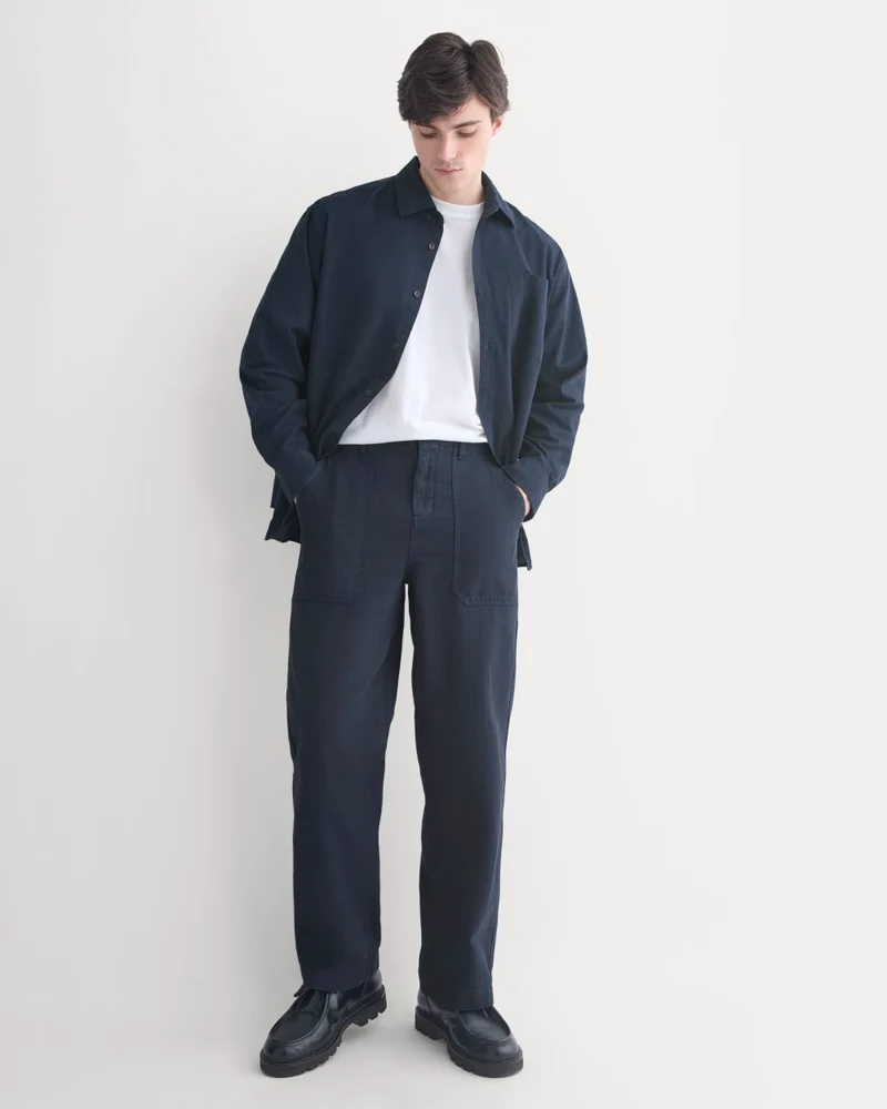 Relaxed Herringbone Fatigue Pants | Deep Navy