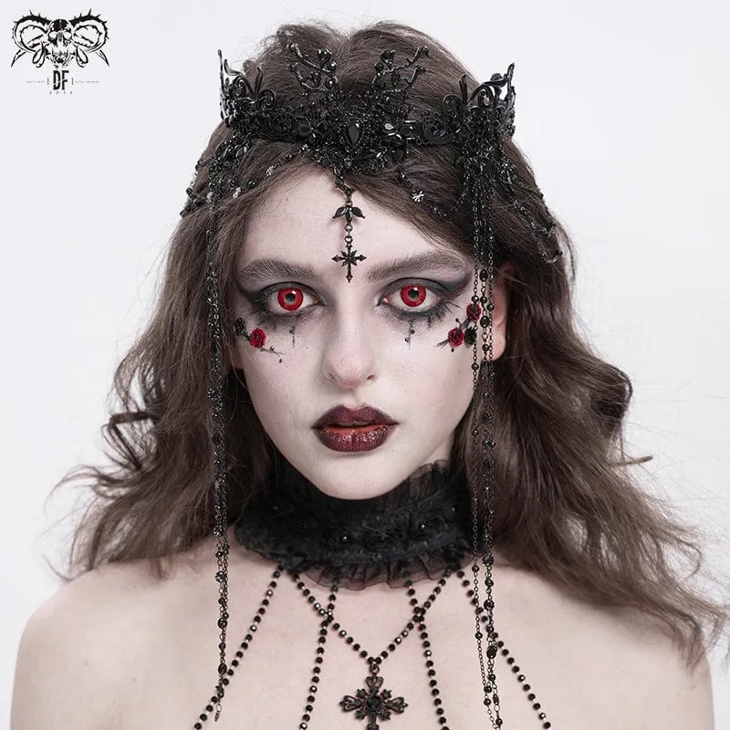 Kvinnors Gothic Cross Blommiga pärlor huvudbonader