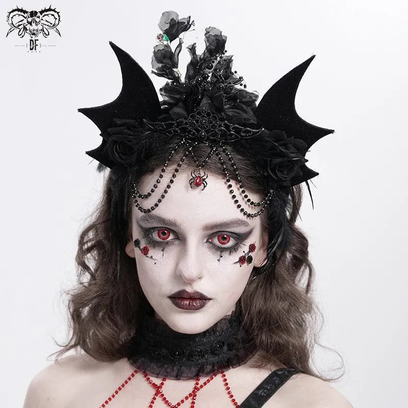 Gothic Rose Feathered Batwing huvudbonader för kvinnor