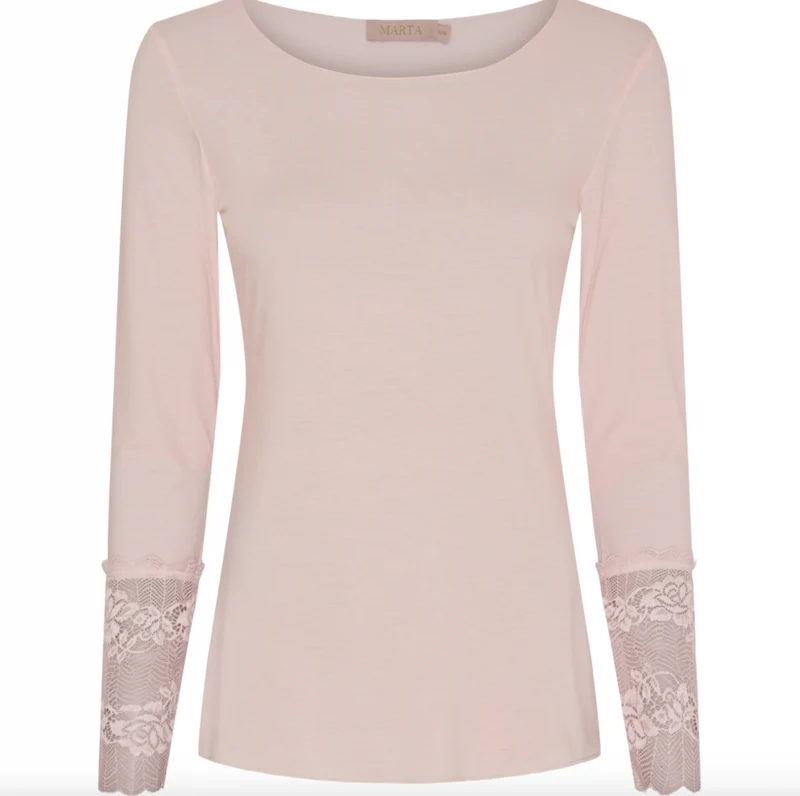 Blus BASIS med spetsdetaljer – Cipria