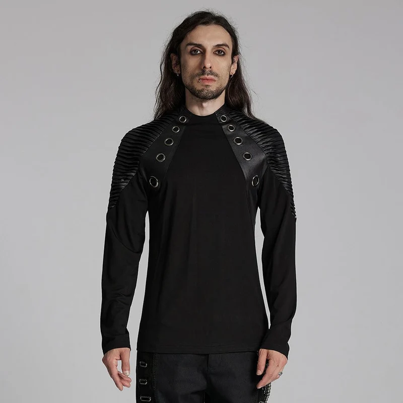 Punk plisserad slingskjorta för män