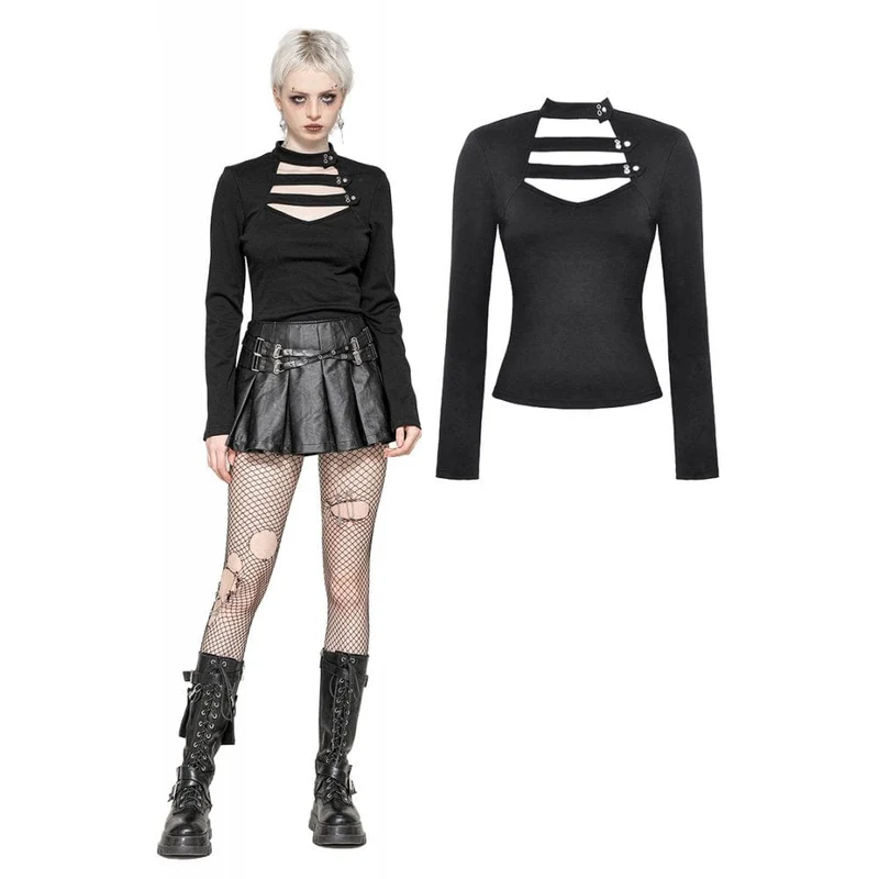 Punk Cutout Plunging Shirt för kvinnor