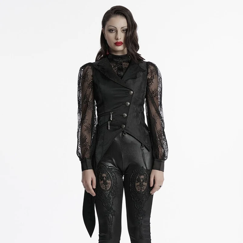 Gothic Irregular Bat Collar Väst med kedja för kvinnor
