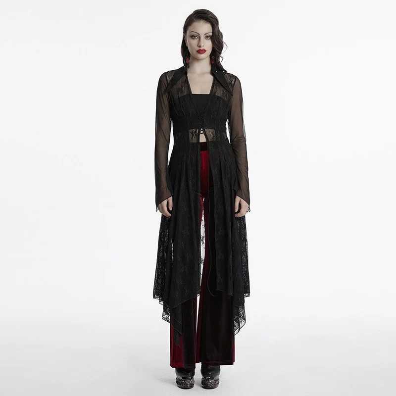 Gothic Plunging Lapel Collar för kvinnor, spetskofta