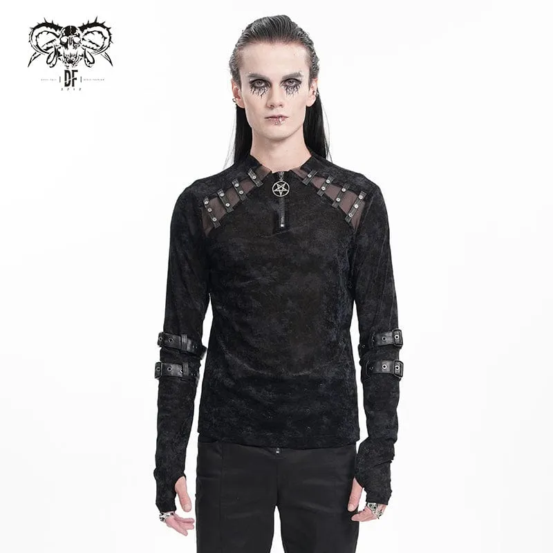 Gothic tröja med spänne med stjärnnybbar för män