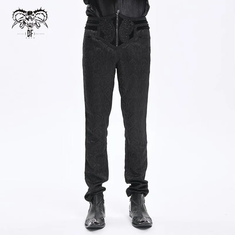 Gothic Floral Branded Zip Byxor för män