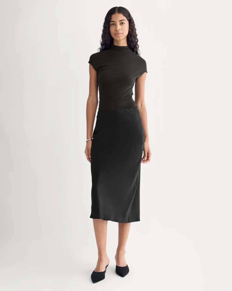 Slip Skirt in Silk Charmeuse | Black