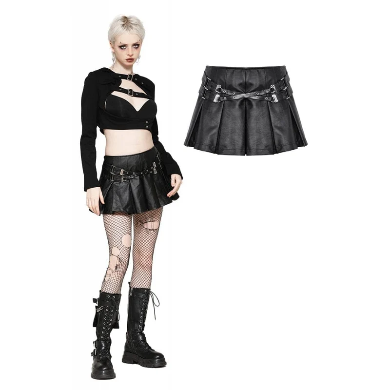 Punk-öglor med spänne för kvinnor, kort kjol