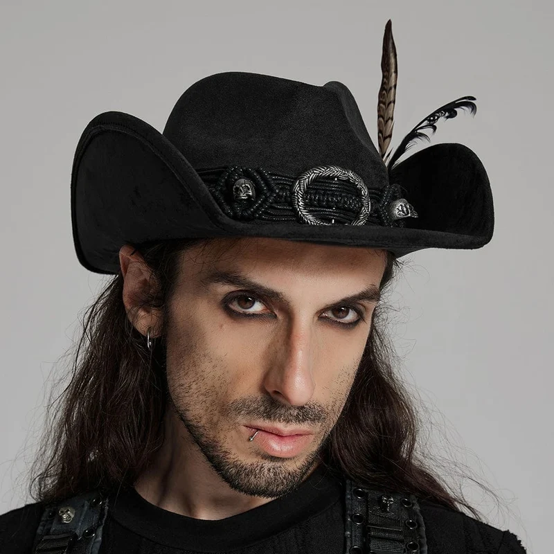 Herr Punk Tofsar Feather Skull Hat