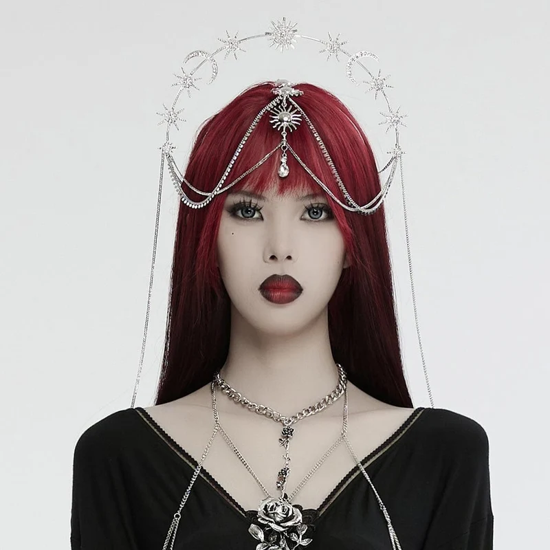 Gothic Star Moon Chain huvudbonader för kvinnor
