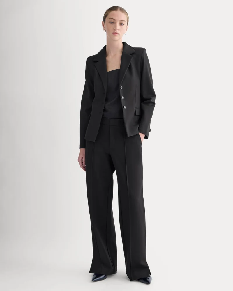 Ponte Wide-Leg Trouser | Black