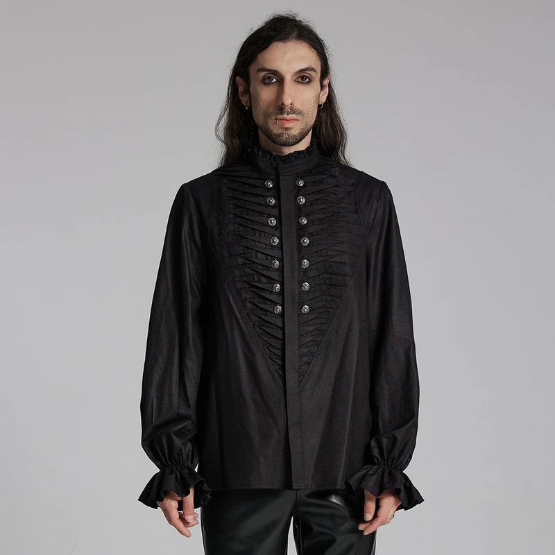 Gothic Ruffled Beast Buckle Shirt för män