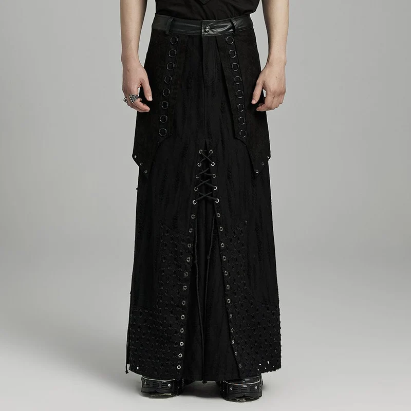 Punk Strappy Eyelet Ripped Kjol för män